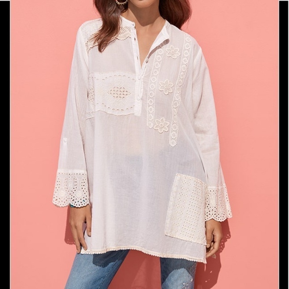 🔥🔥NWT Johnny Was Kit Patchwork Natural Cotton Tunic Size Small - Picture 7 of 16